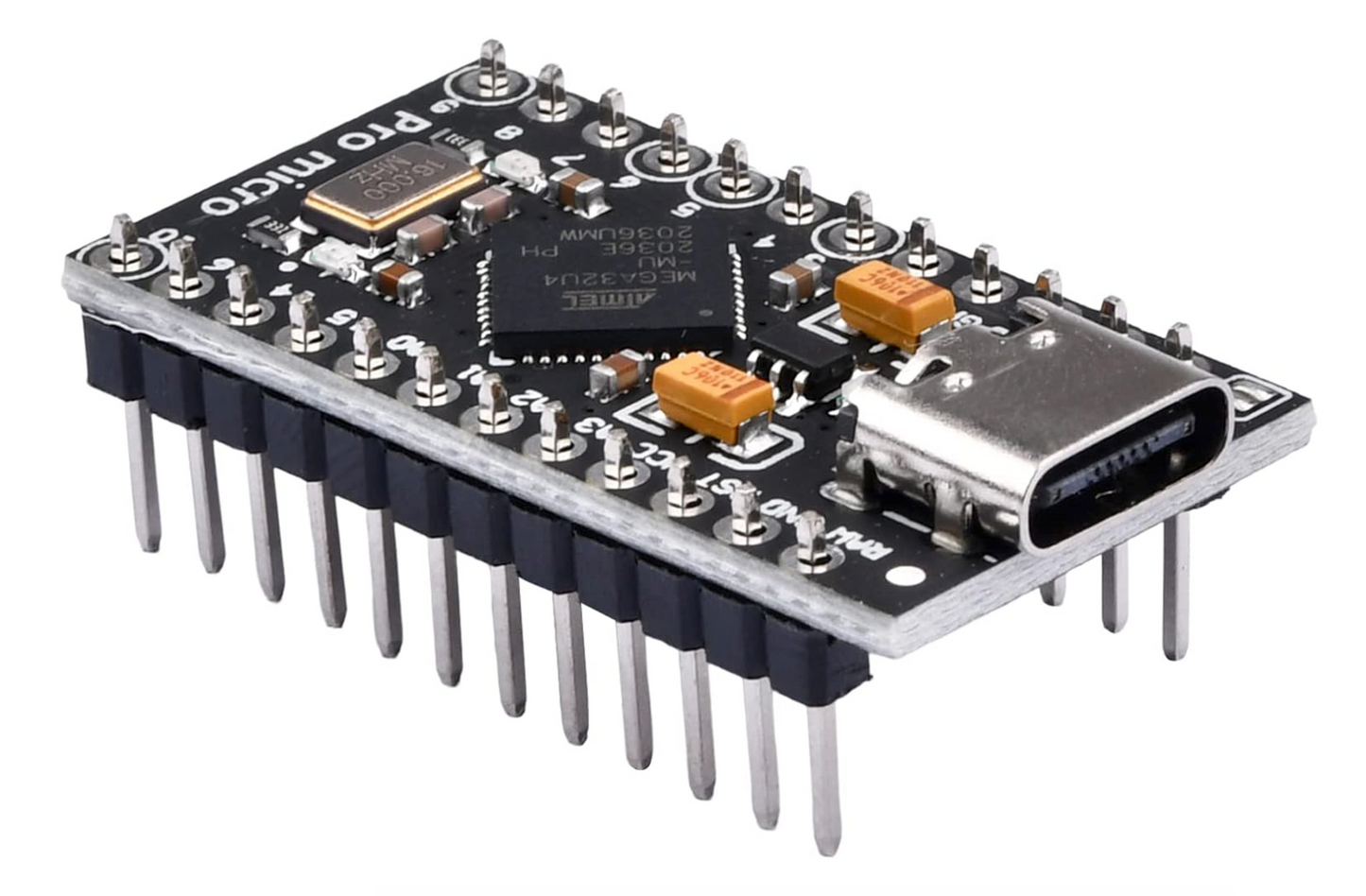 ◣ anode.labs | Atmega32U4 Pro Micro Type C Development Board 5V 16MHz Microcontroller with Pin Header